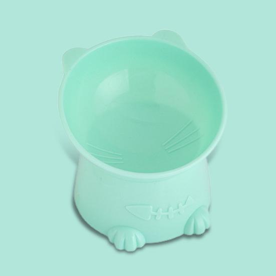 Tigela para Animais de Estimação Forma de Gato de Desenho Animado Inclinada Anti-tombamento Base Elevada Protege a Coluna Cervical