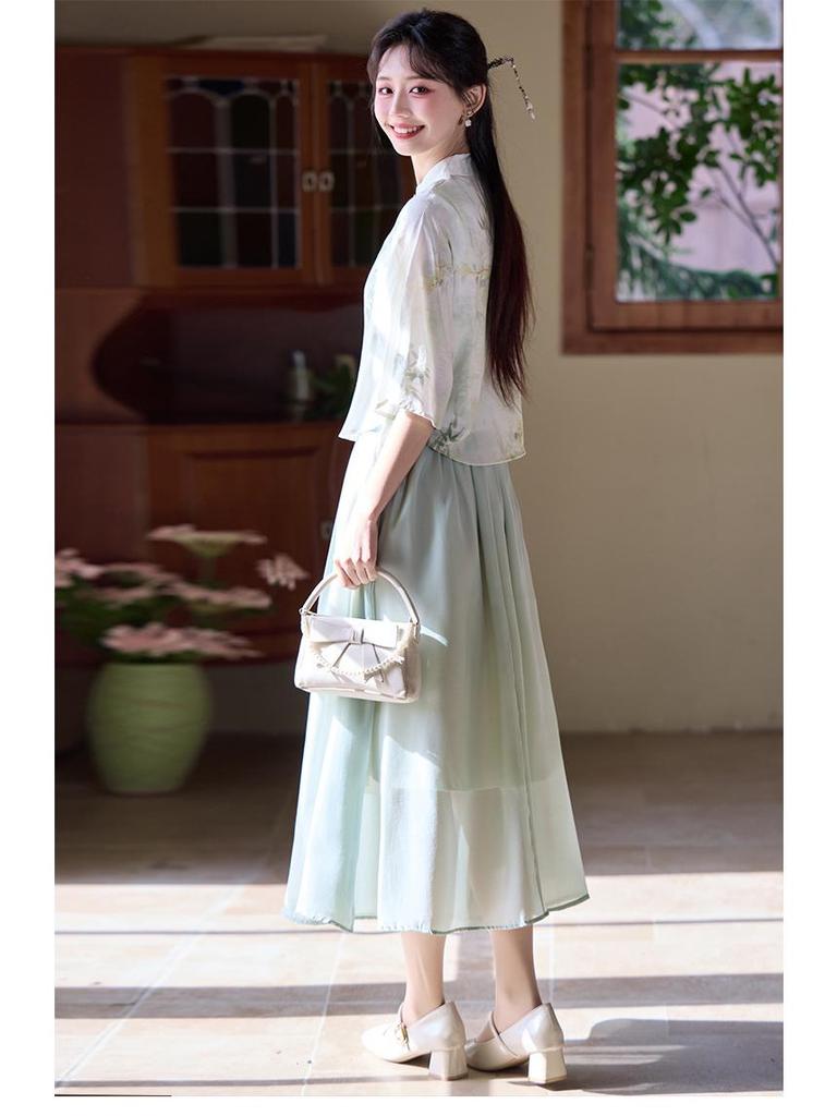 Chinese Retro Zen Style Tang Suit Cheongsam Top with Hanfu Elements for Women