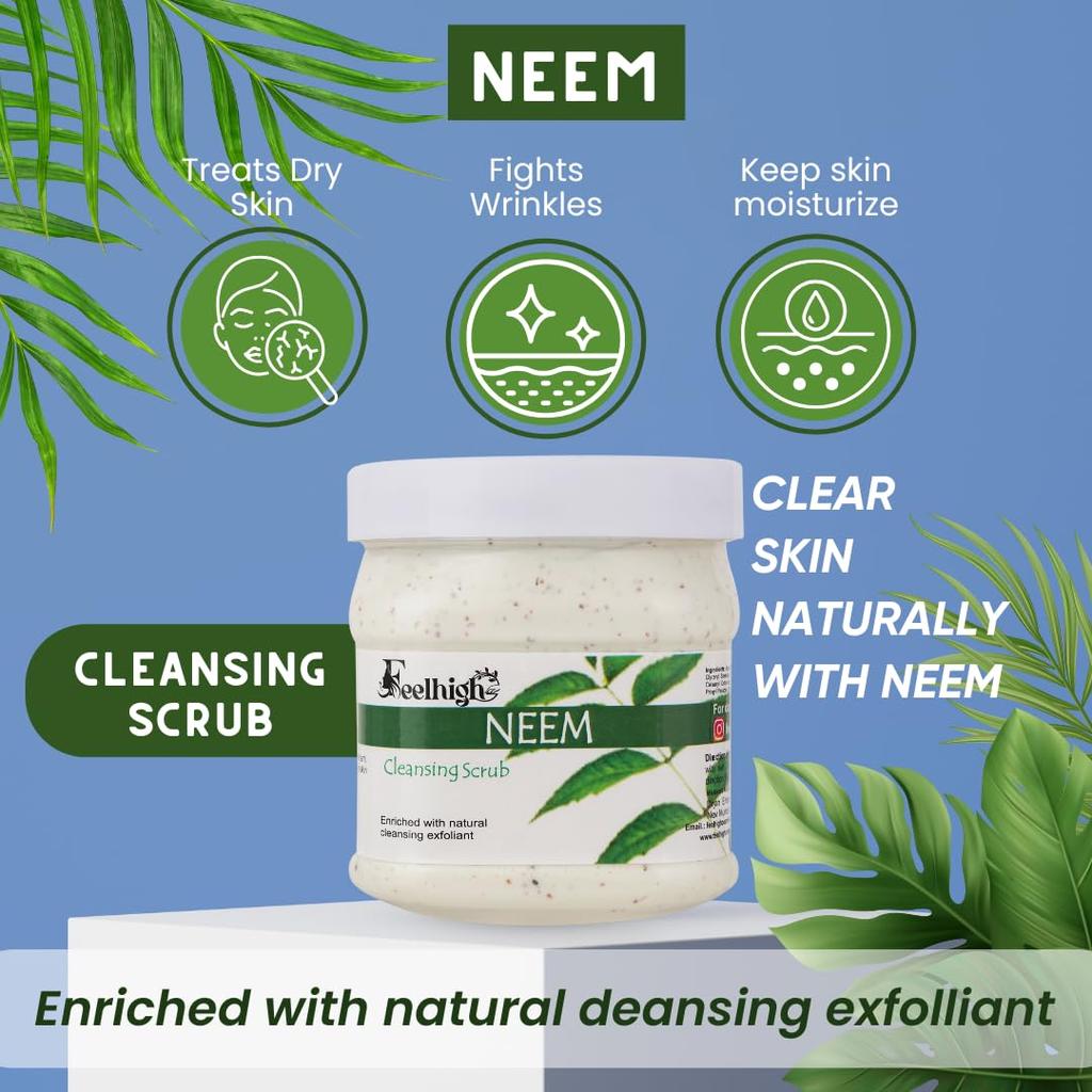 Combo Neem Face Scrub 500ml with Natural Neem Extract & Aloe Vera Face Mask 500ml Enriched with Aloe Vera Extract – Pack of 2 for Men and Women F