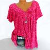 Women's V Neck Short Sleeve Tunic Top Loose Fit Casual Ditsy Floral Print Plus Size Summer Daily Blouse