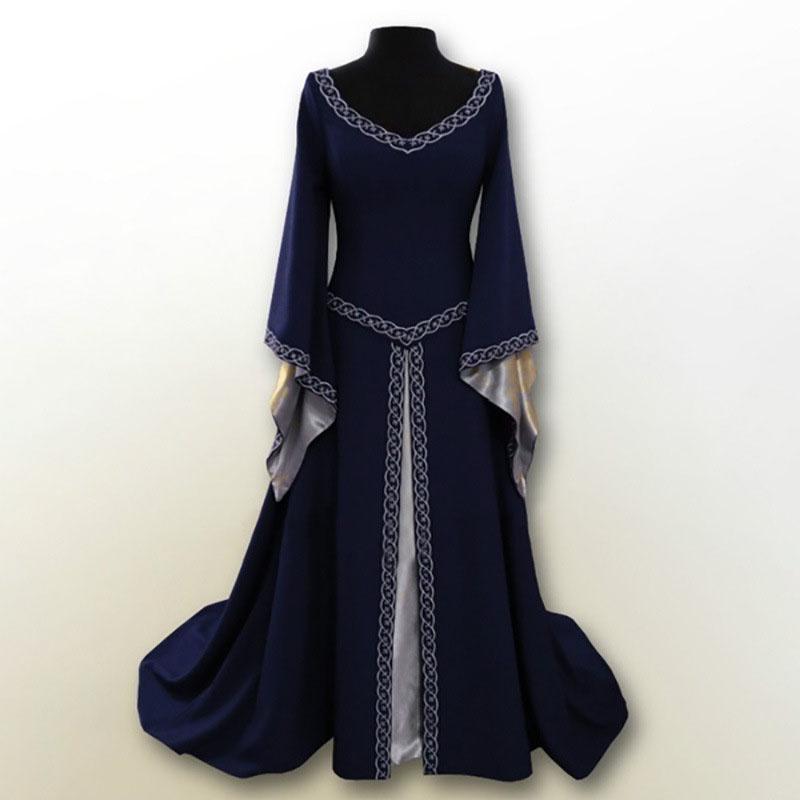 Womens Medieval Renaissance Vintage Gown Dress Halloween Party Cosplay Costume