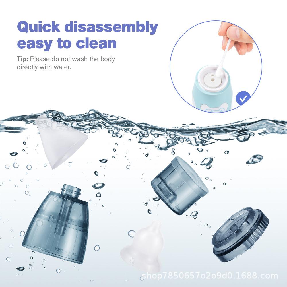 Dětská elektrická nosní odsávačka Nosní odsávačka s potravinářským silikonovým náustkem 3 režimy sání a uklidňující hudba