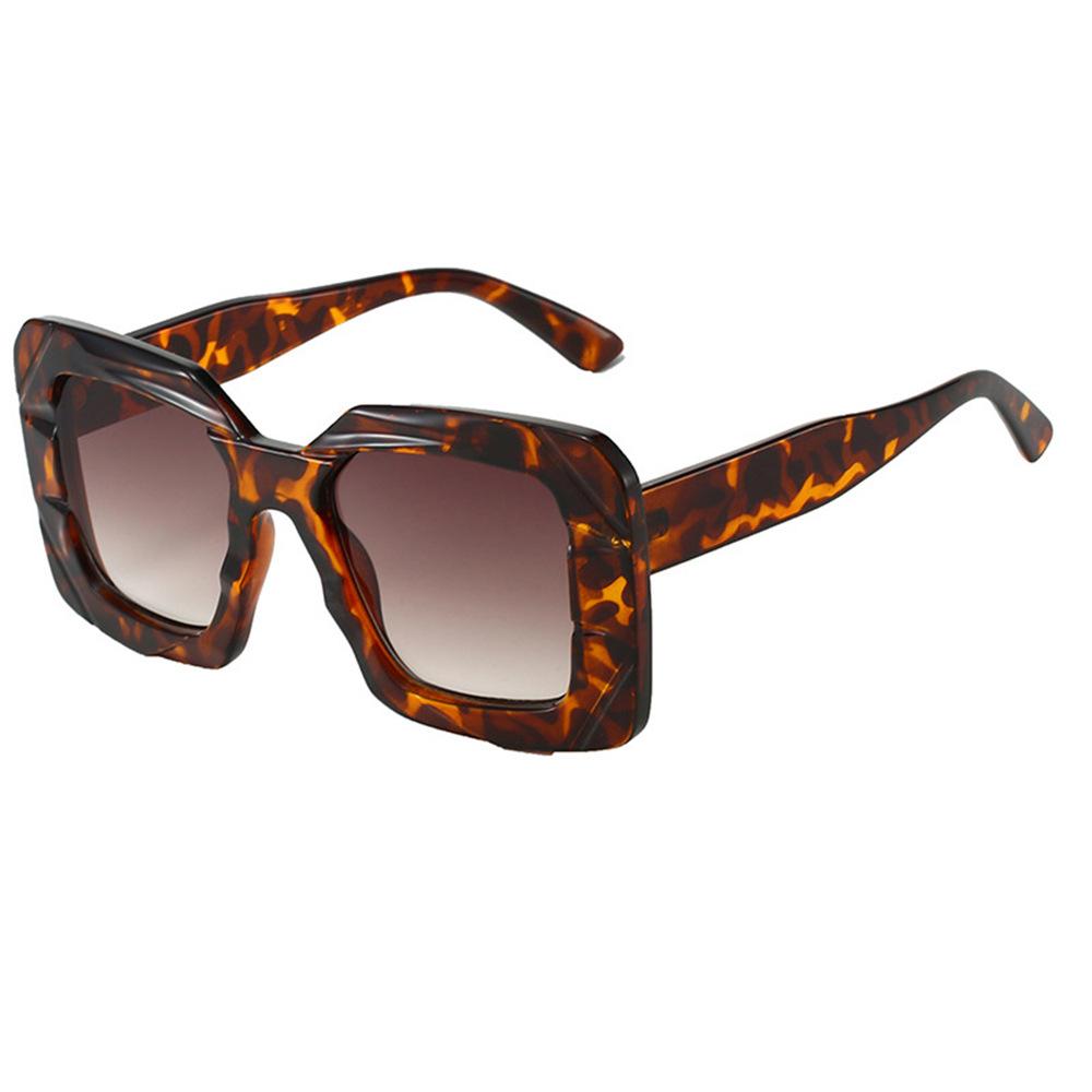 Luxury Leopard Print Gradient Personalized Concave And Convex Feeling Square Women Sunglasses Vintage Punk Men Eyewear Uv400