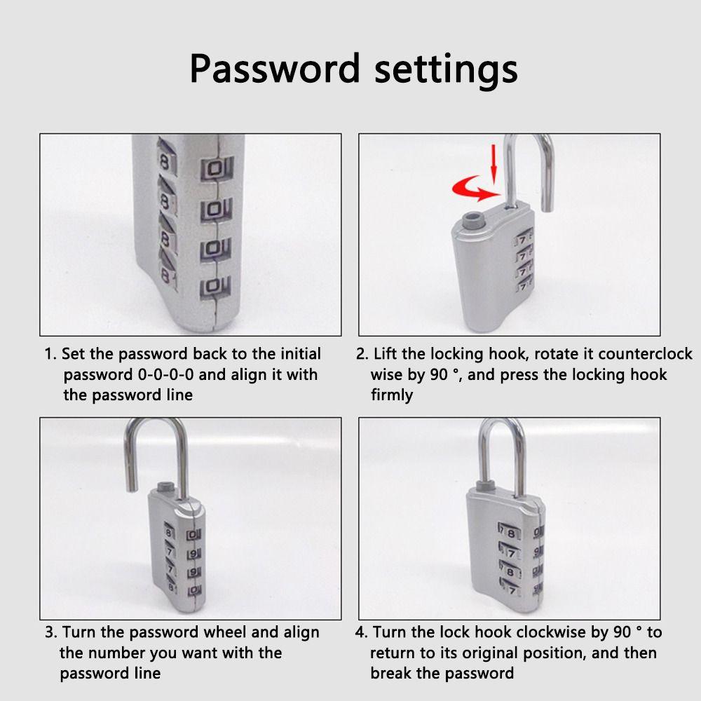 Lock with Key Backpack Zipper Lock Luggage Padlock 4 Digit Password Lock Dormitory Cabinet  Lock