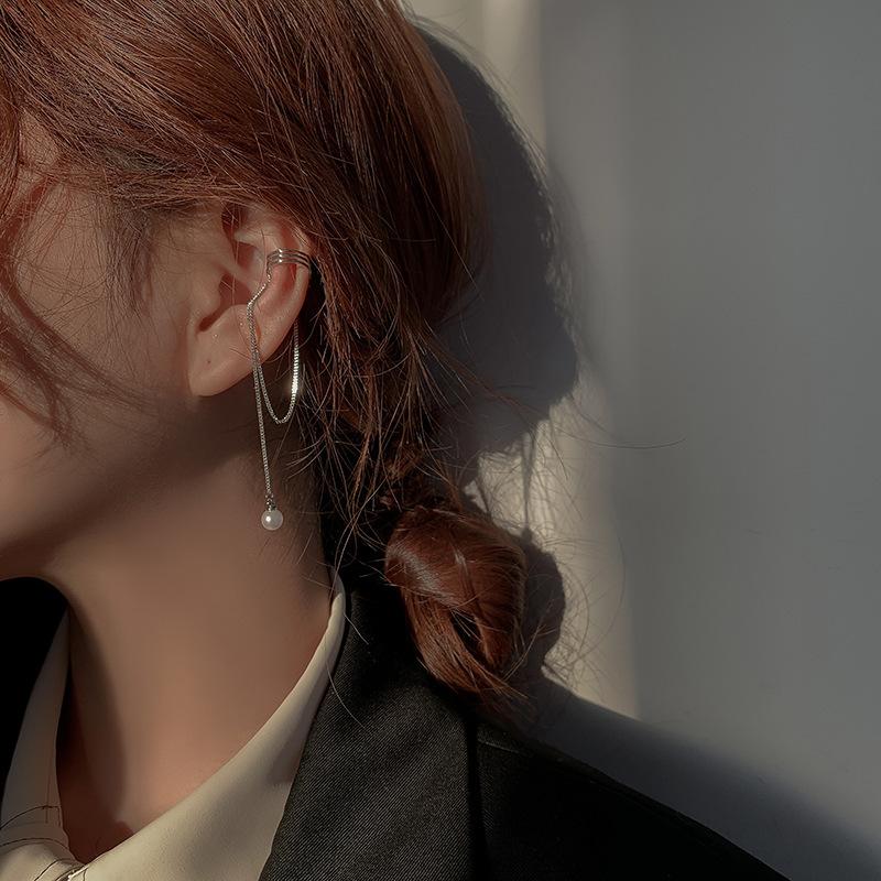 

Simple alloy fringed earrings, temperament, advanced atmosphere, earrings, no ear piercings, ear clips, female ear bone clips, cold wind