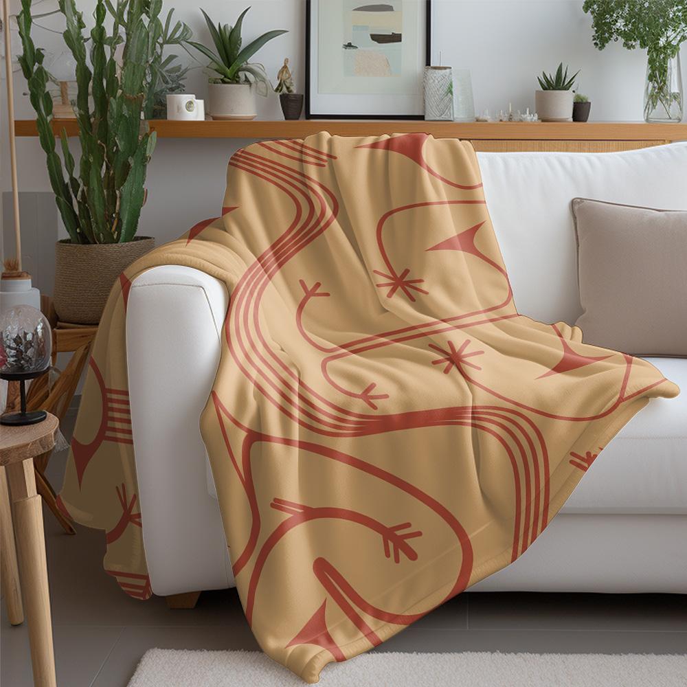 Fleece Blanket with Abstract Swirls Gray and Brown Cozy Throw Soft Warm Bed Blanket Sofa Cover Gift