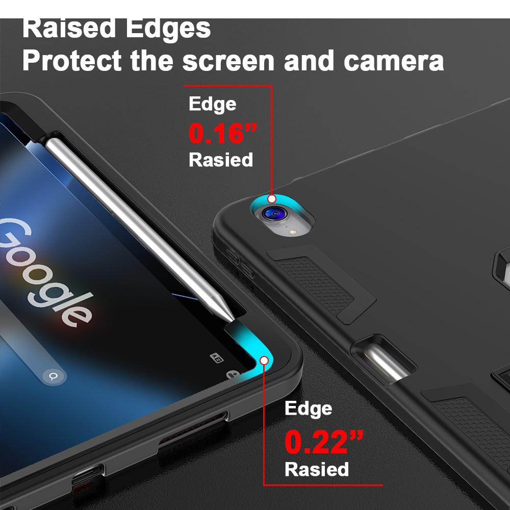 For iPad (2025)/iPad 10.9 (2022) Case Silicone+PC Kickstand Tablet Cover with Pencil Holder