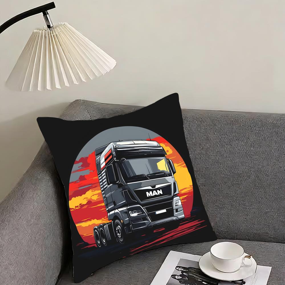 

Classic MManS Truck Cushion Cover Pillowcase Ultra Soft Skin Friendly Fabric Cloud Like Comfort Concealed Zipper 30x30 cm