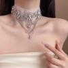 French Court Style Chiffon Water Drop Necklace - Elegant Beaded Clavicle Chain for Brides 2026