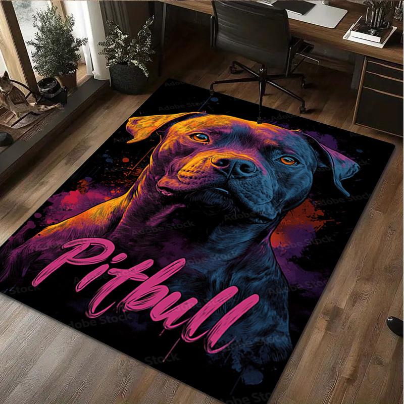 1Pc Pit Bull Print Rug - Computer Chair Area Rug Home Decoration Carpet For Living Room Bedroom Flooring Mat