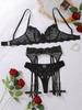 Women Sexy Fishscale Design Lace Lingerie Set Perspective Mesh Sexy Underwear Set Ladies Sexy Embroidery Lingerie Four Sets