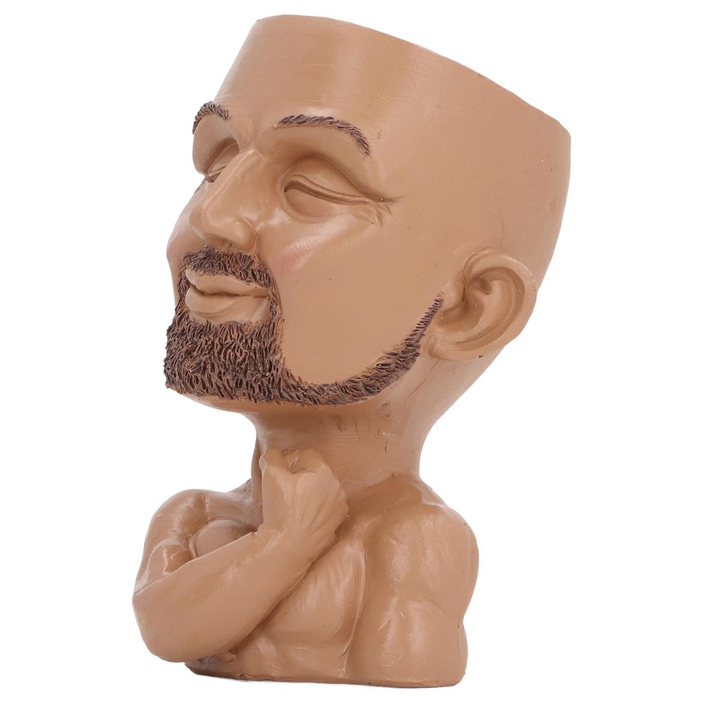 Face Planter Pot with Drainage Hole Man Face Flower Pot Head Planter Muscular Man Flower Pot for Living Room Hallway