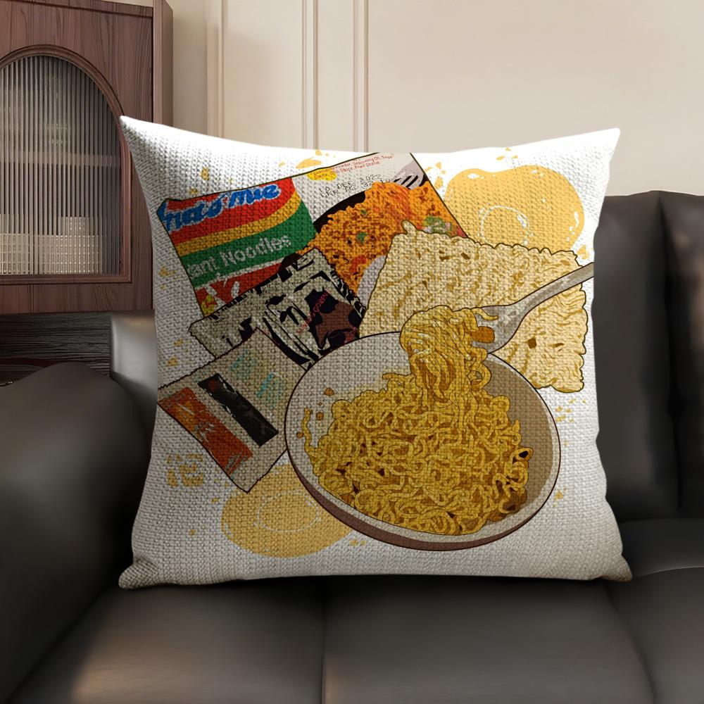 Voedsel Logo Fast Food I-Indomie Schattige Kussensloop Dubbelzijdige Bedrukking Kort Pluche Bank Kussenhoes Slaapkamer Nachtkastje Kussen