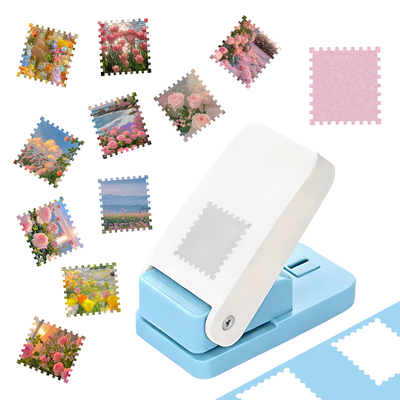 

Kumomi Craft Punch Stamp Punch Stamp Safety Easy Lightweight Hole Punch for Paper Card Handicrafts Rectangular Stamps x - [Stamp Edge, Shape, Lock,