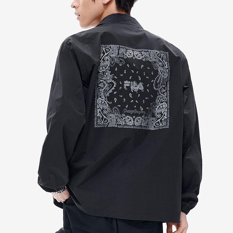 Fila Fusion Street Sport Casual Loose Woven Shirt Jacket Men Jackets Deep-Black T11M221702FBK