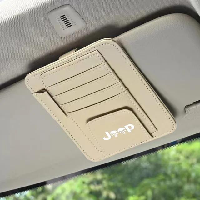 JOT2 Car Sun Visor Organizer Multi-Pocket Auto Interior Universal For Jeep Renegade Compass Wrangler Grand Cherokee Car Accessories
