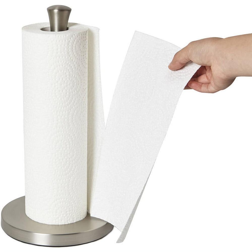 

Nickel Paper Towel Holder Free Standing Non Slip Weighted Base Easy One Hand Tear Kitchen Essential United States