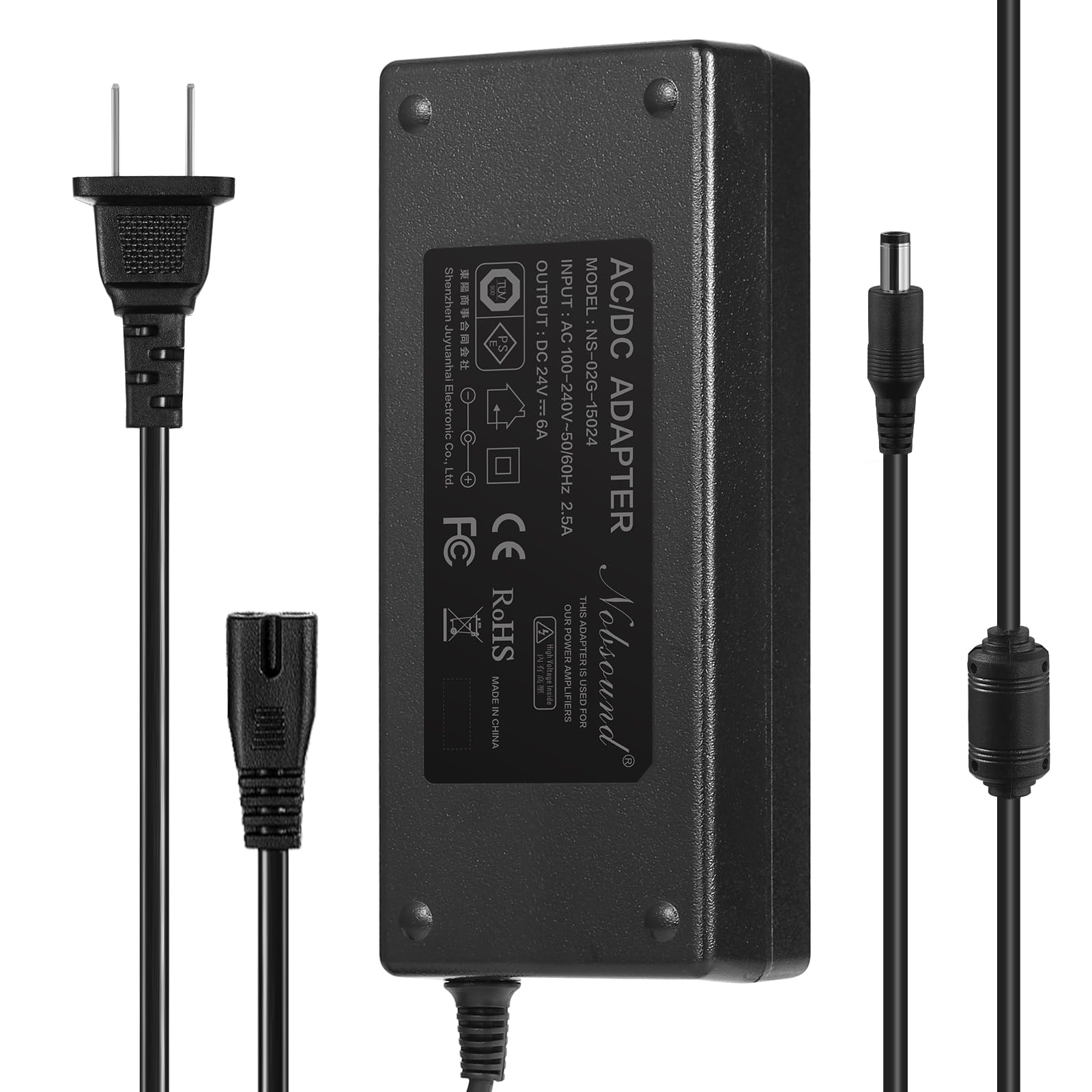 

Nobsound Universal 24V 6A 150W AC/DC Power Adapter for Power Amplifiers, 5.5mm to 2.5mm