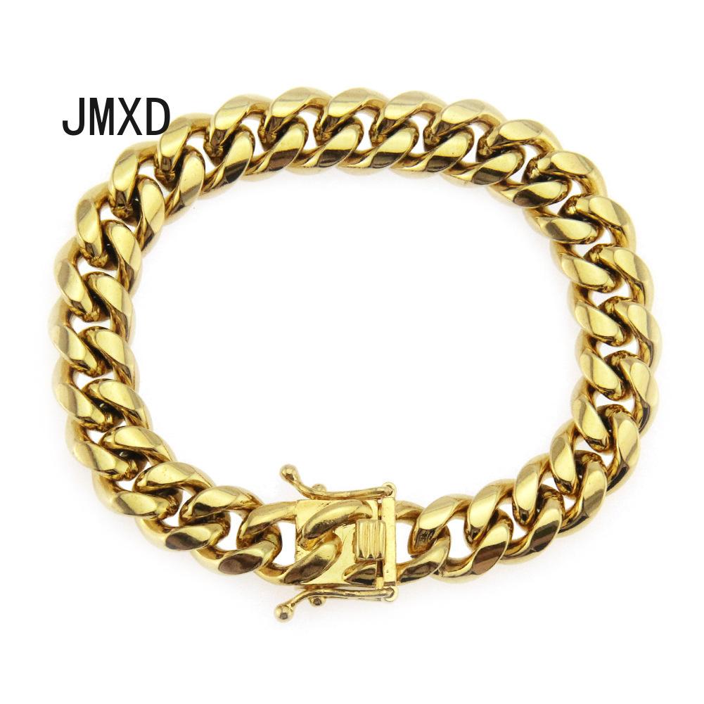 

Мужской гладкий кубинский браслет из нержавеющей стали, простые золотые модные аксессуары, браслет аксессуары