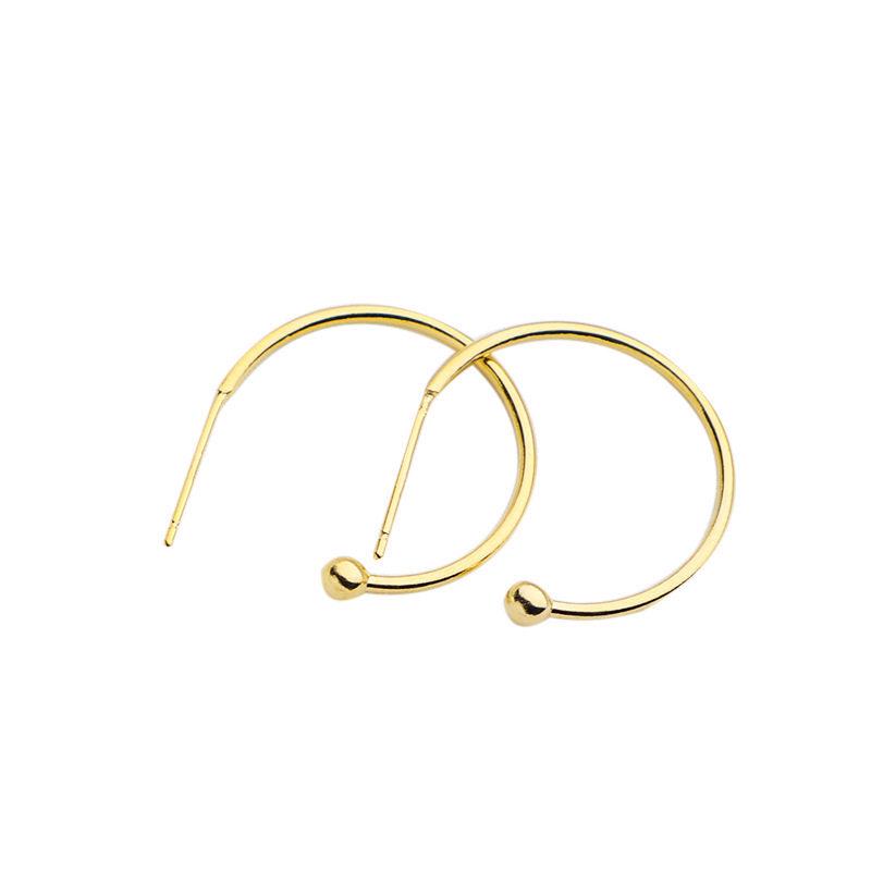 14K Gold-Plated Copper C-Shaped Ear Studs – Handmade, Color-Preserving Semi-Circular Hoops for DIY Earrings.
