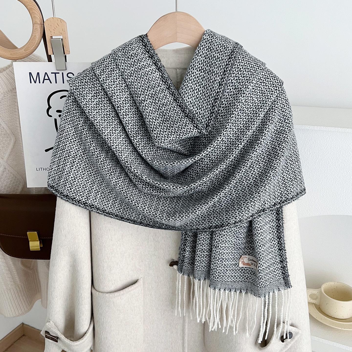 

Winter Korean Style New Snowflake Dot Tassel Warm Scarf For Women Thick Knitted Versatile Neck Warmer Gift Shawl