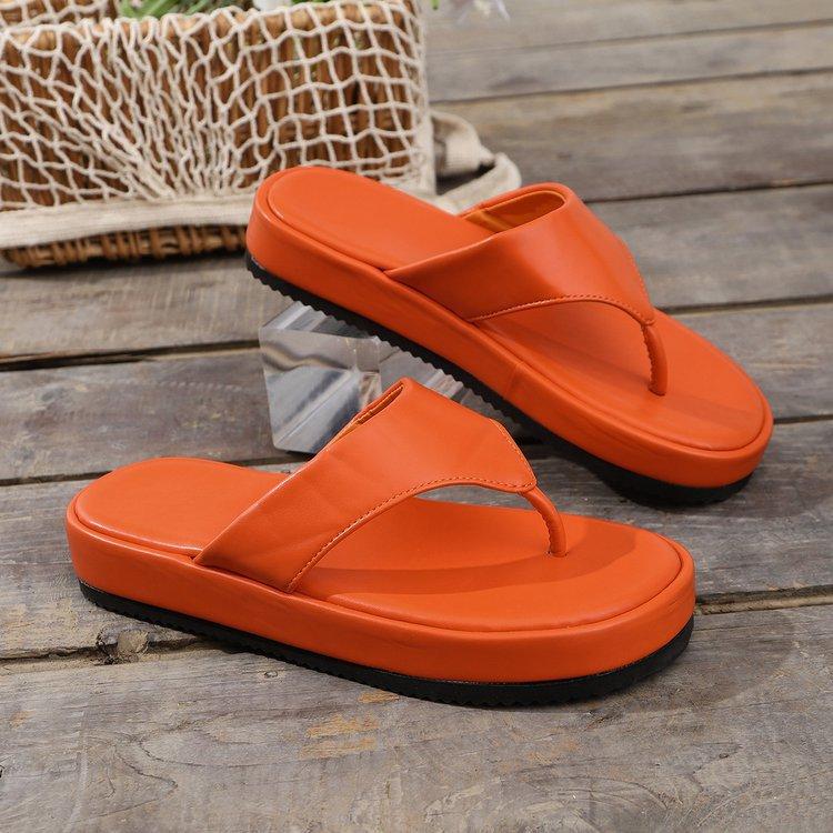 Plattform-Keilabsatz-Stütz-Flip-Flops für Damen Trendige Elegante Sommer-Sandalen Bequeme Gehsandalen für Draußen Rutschfeste Zehentrenner-Sandalen Damen Strandkleider-Slides