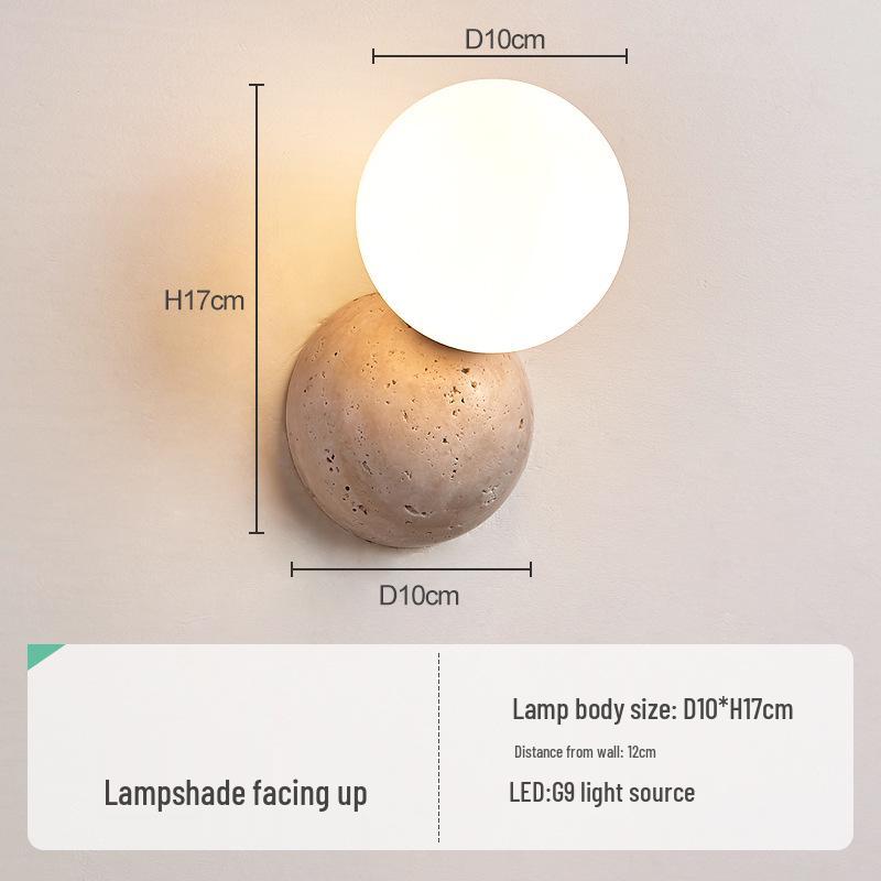 Wabi-sabi Style Yellow Travertine Wall Lamp for Bedroom, Courtyard, or Balcony - Waterproof Outdoor Light.