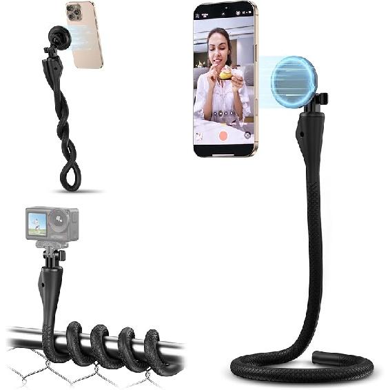 Магнитный Гибкий Держатель для Телефона и Экшн-Камеры для iPhone 16 15 14 Pro Max, 29.5   Длинный Гибкий Селфи-Стик Стойка Адаптер для Телефона с Wrap Around Holder