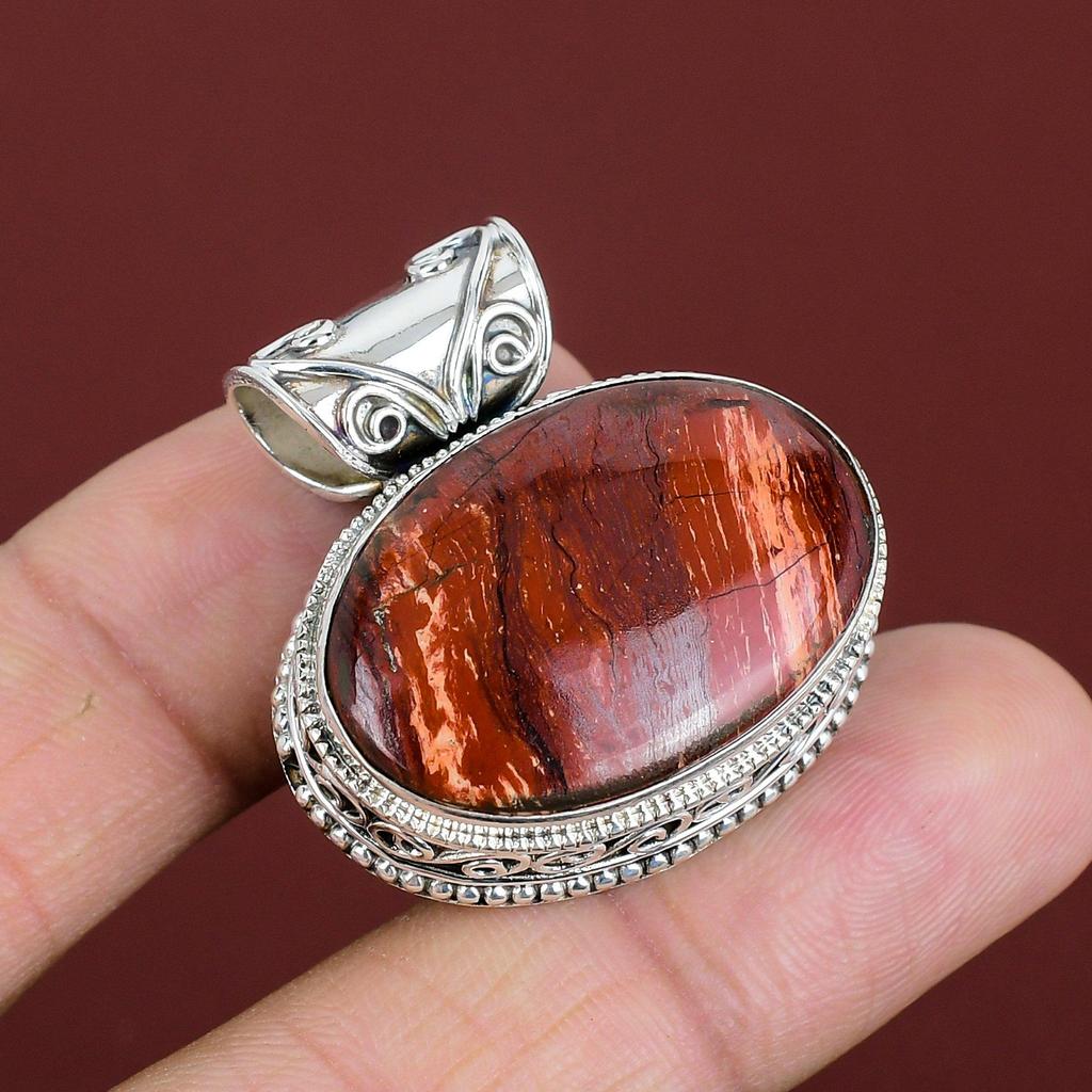 Red Snakeskin Jasper Pendant Gemstone Pendant Vintage Pendant 925 Sterling Silver Pendant Amazing Jewelry Handmade Pendant Gifts For Mother