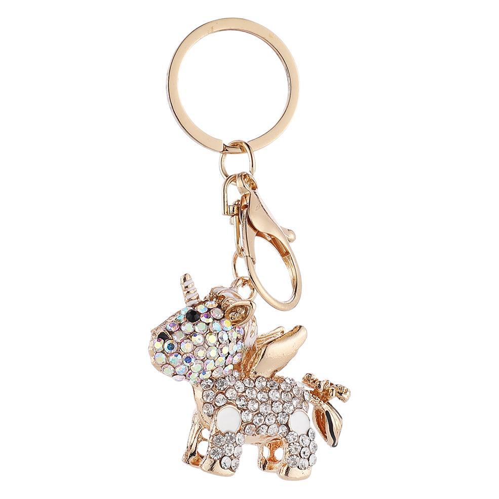 Diamond-studded Unicorn Keychain, Metal Handbag Pendant, Alloy Pendant Jewelry