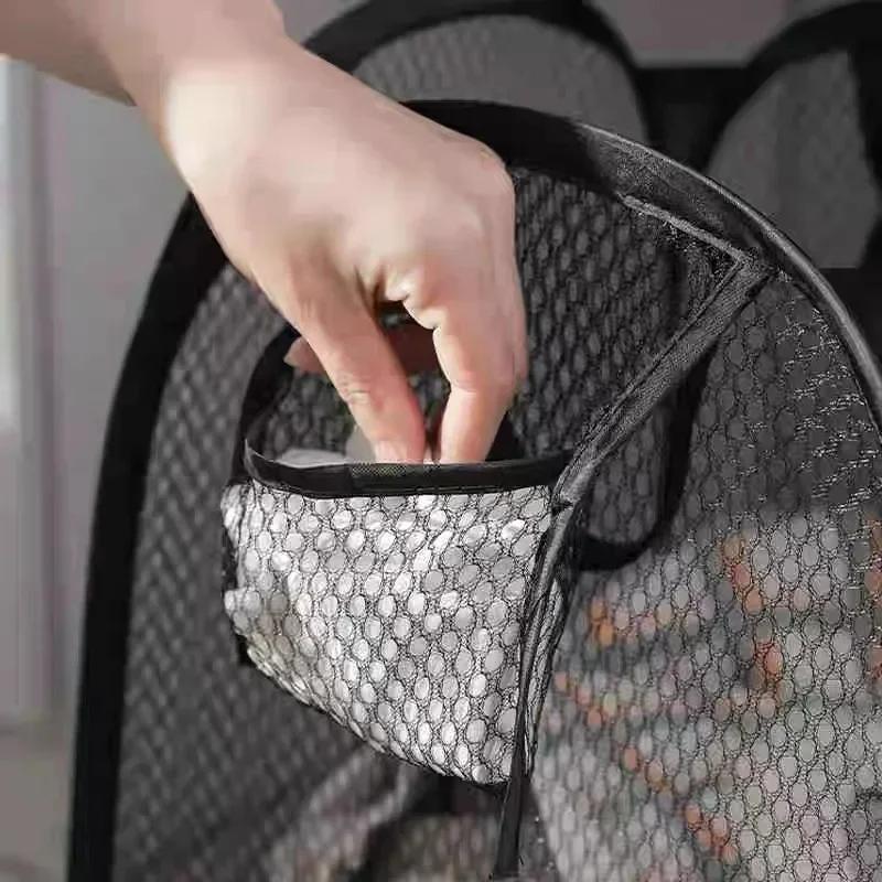 Folding Dirty Laundry Sorting Basket Washing FrameBathroomCloth MeshStorage BagFrame Bucket LaundryOrganizers Storage Pouch