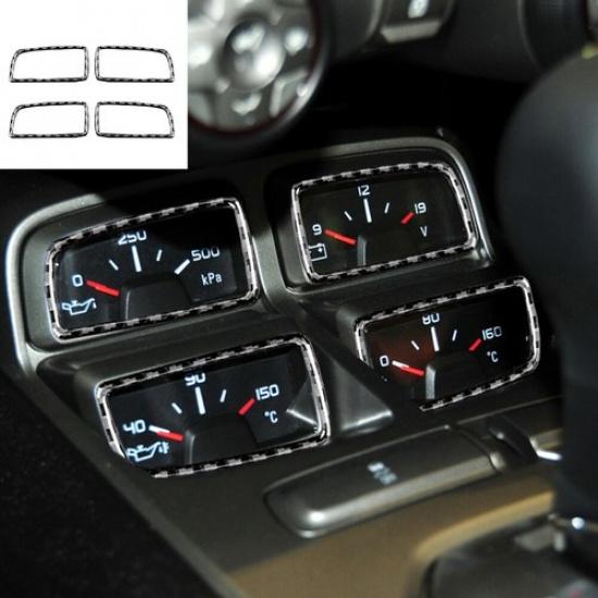 For Chevrolet Camaro 2010-15 Console Climate Gauge Frame Cover Carbon Fiber Trim