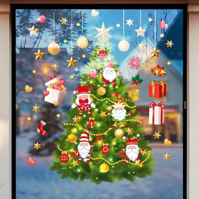 Weihnachtsbaumschmuck, Schaufensterglas-Türsticker, Szenenarrangement, Feiertagsgeschenk-Fenstersticker