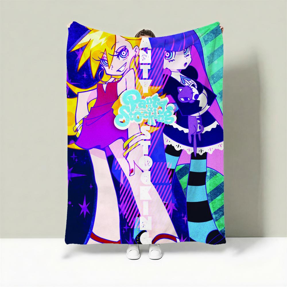 

Anime P-Panty & Stocking with Garterbelt Throw Lightweight 240g Flannel Blanket Soft Skin-friendly for Summer Cooling 75cmx90cm
