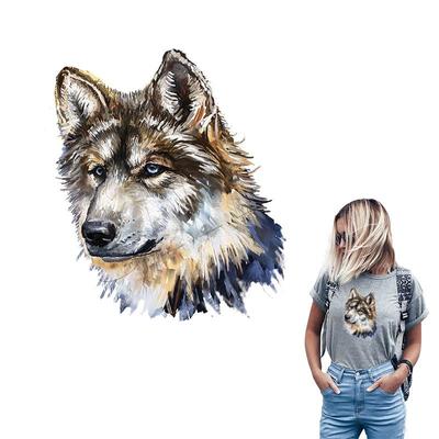 3D-gedruckte Wolf-Patches, DIY-Kleidungsaufkleber, Aufbügelflicken für Kleidung, A-Level, waschbare Applikationen