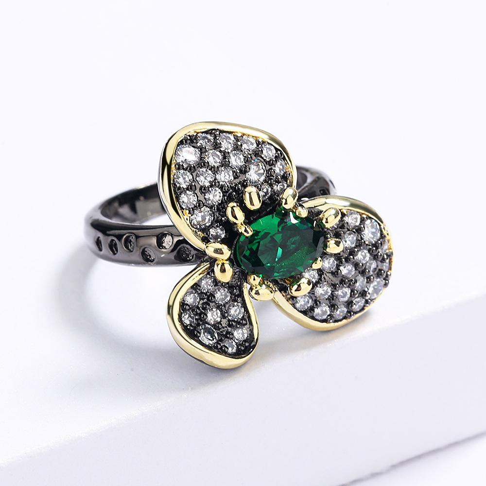 French Light Luxury Elegant Retro Style Micro Set Zircon Butterfly Ring Three Dimensional High Quality Texture Ring