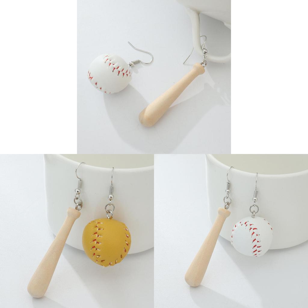 Geometric Baseball Wooden Earrings For Women Handmade Autumn Winter Jewelry