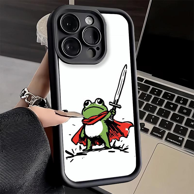 Phone Case for iPhone 17 Air 16E 15 16 Pro Max Cute Cartoon Frog Cover 14 Plus 13 12 Mini Soft Shell Silicone Fundas