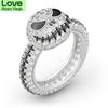 Classic Vintage Pumpkin Death Skull Halloween Shiny White Women Zirconia Crystal Stone Rings Girl Stylish Fashionable Engagement JewelryVintage