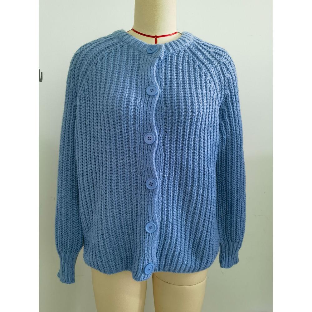 

Свитер женский теплый осенний однотонный с длинным рукавом повседневный элегантный пальто XL небесно-голубой