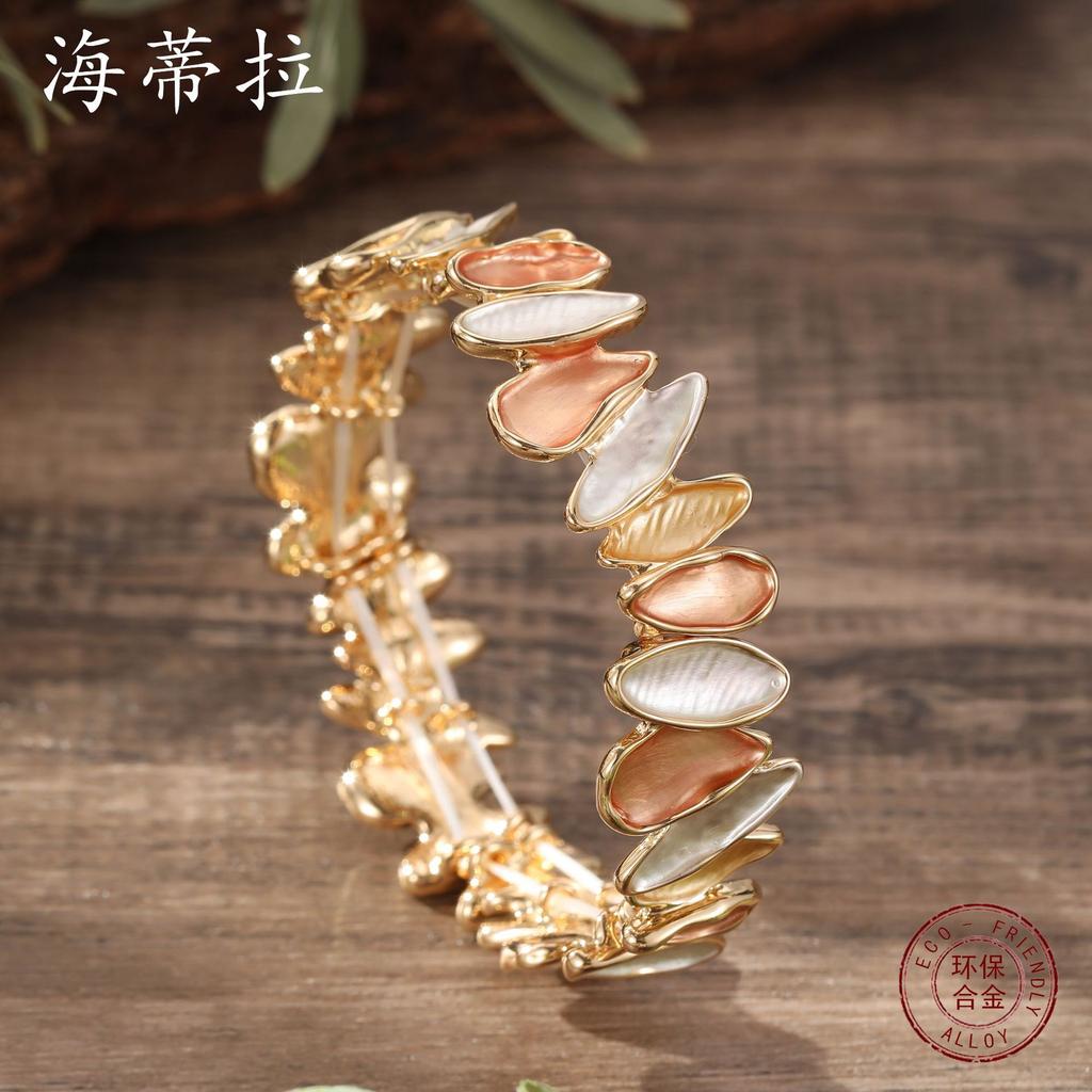 Farbige Malerei Öl Geometrische Blüte Elastisches Armband Klein Frisch Damen Vielseitig Unregelmäßige Blüte Armband