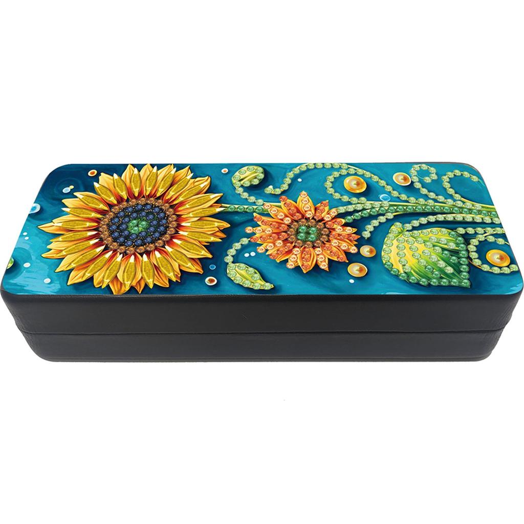 Sunflower Diamond Painting Eyeglasses Case Diamond Art Sunglasses Case Rhinestones Sunglasses Storage Box for Friends Gift