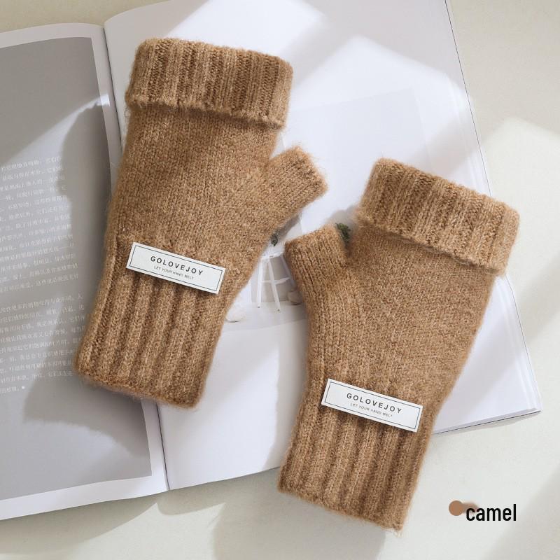 

Winter Wool Gloves - Windproof, Coldproof, Touchscreen, Flip Finger, Thickened for Outdoor Cycling One Size