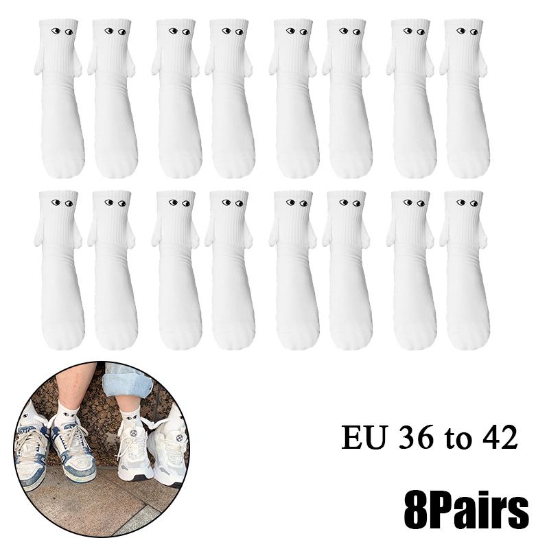 10 Paare Club Promi Ins Mode Lustig Kreativ Magnetische Anziehung Hände Schwarz Weiß Cartoon Augen Paare Socken Socken