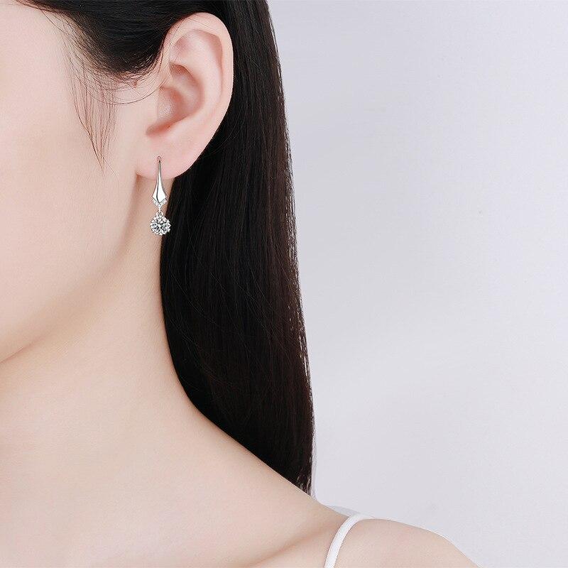 0.5ct 5mm Moissanite spadek kolczyki dla kobiet płatek śniegu S925 srebro 18k białe złoto pozłacane diamentowy kolczyk biżuteria