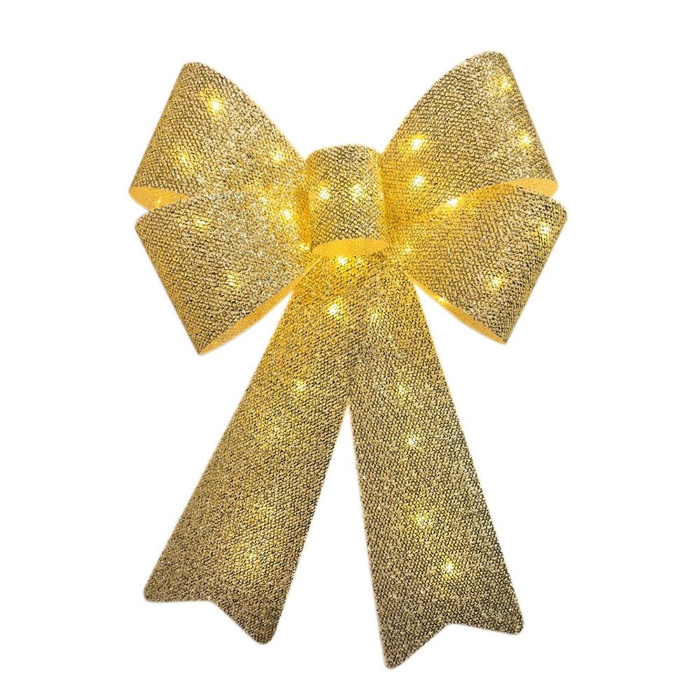 Glowing LED Christmas Bowknot Pendant Elegant Reusable Christmas Decoration Charms Portable Creative Xmas Tree Hanging Ornament
