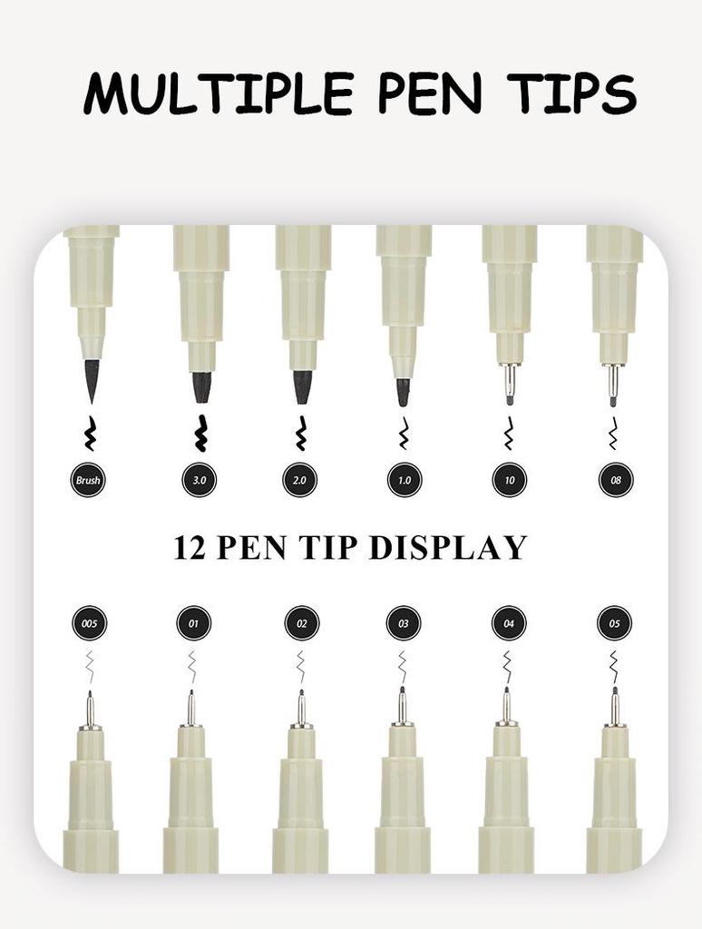 Fine-liner Waterproof Quick-Dry Needle Tip Pen Set for Children's Outlining & Drawing