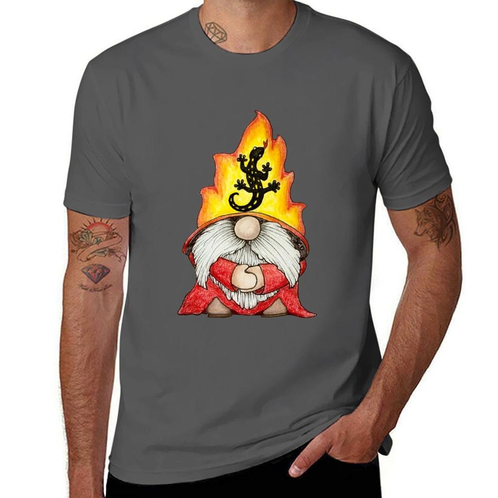 Gnome In a Salamander Hat TShirt Trendy Pattern TShirt for Men