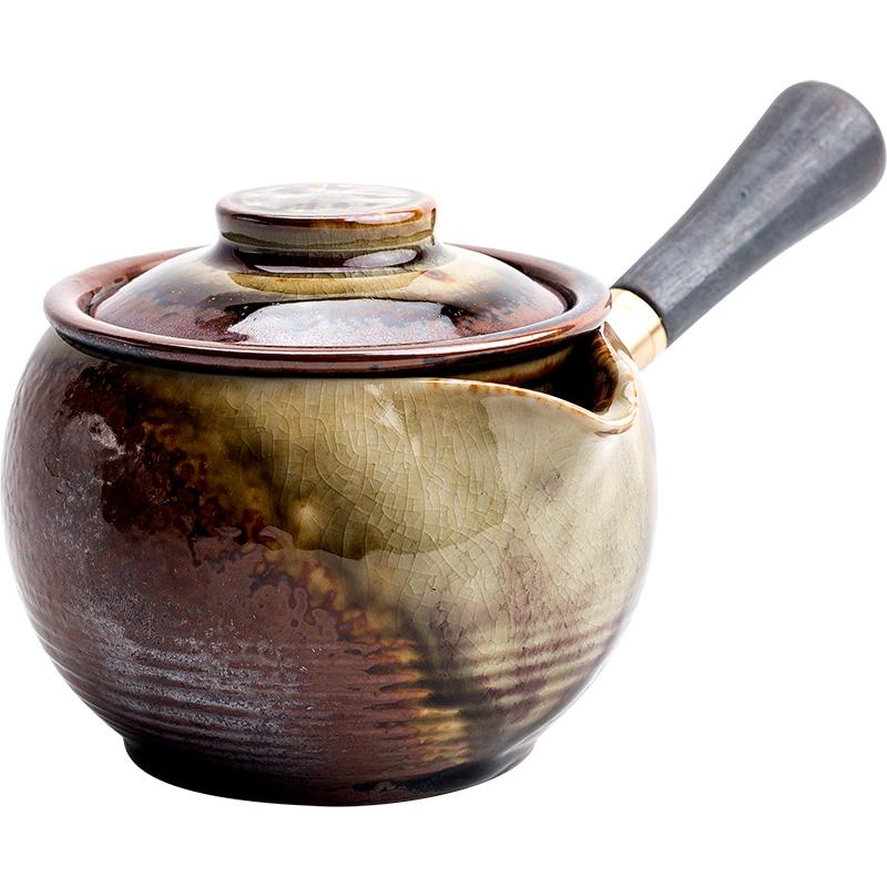 

Stoneware teapot with wooden handle Chinese retro ceramic Kungfu tea set accessories teaware tea maker with filter pot 280ml