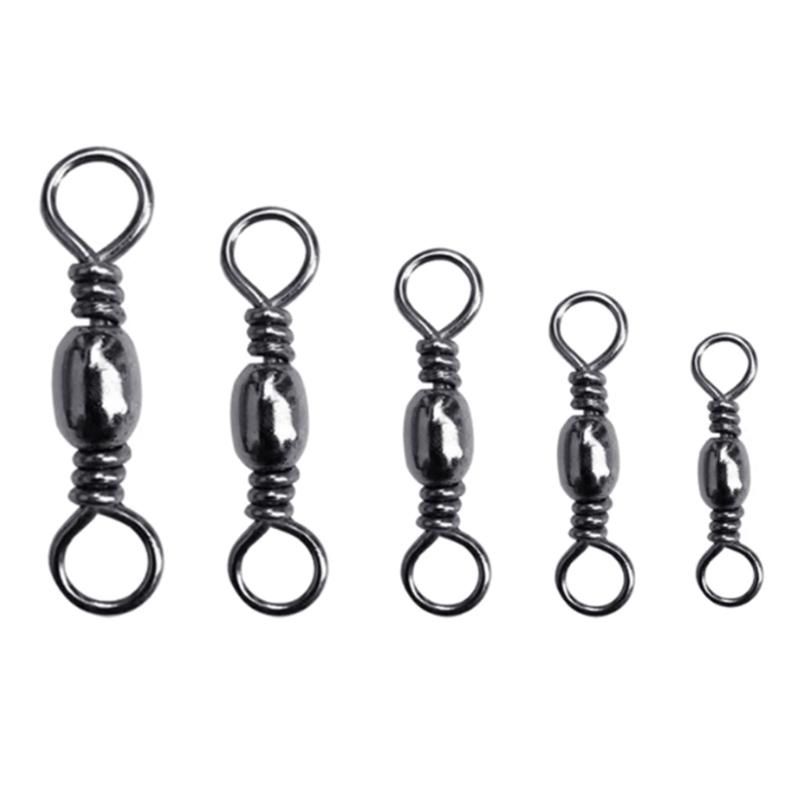 200Pcs Carbon Steel Swivels Fishing Line Connector Fishing Barrels Swivels Rolling Balls Bearing Fishing Swivels Enduring 1